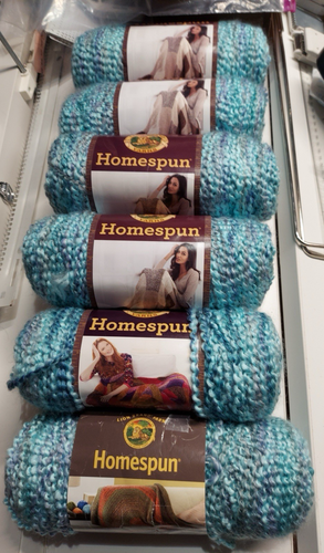 Set of 6-Lion Brand Yarn HOMESPUN, 6 oz ea, WATERFALL
