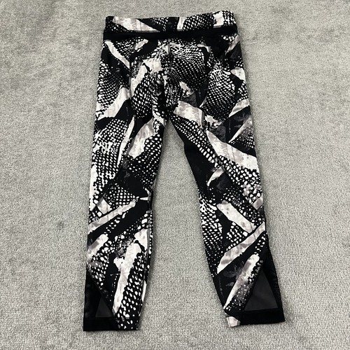 LULULEMON Inspire Tight Leggings Womens Size 8 x 25" Black White Abstract Yoga - Picture 2 of 11