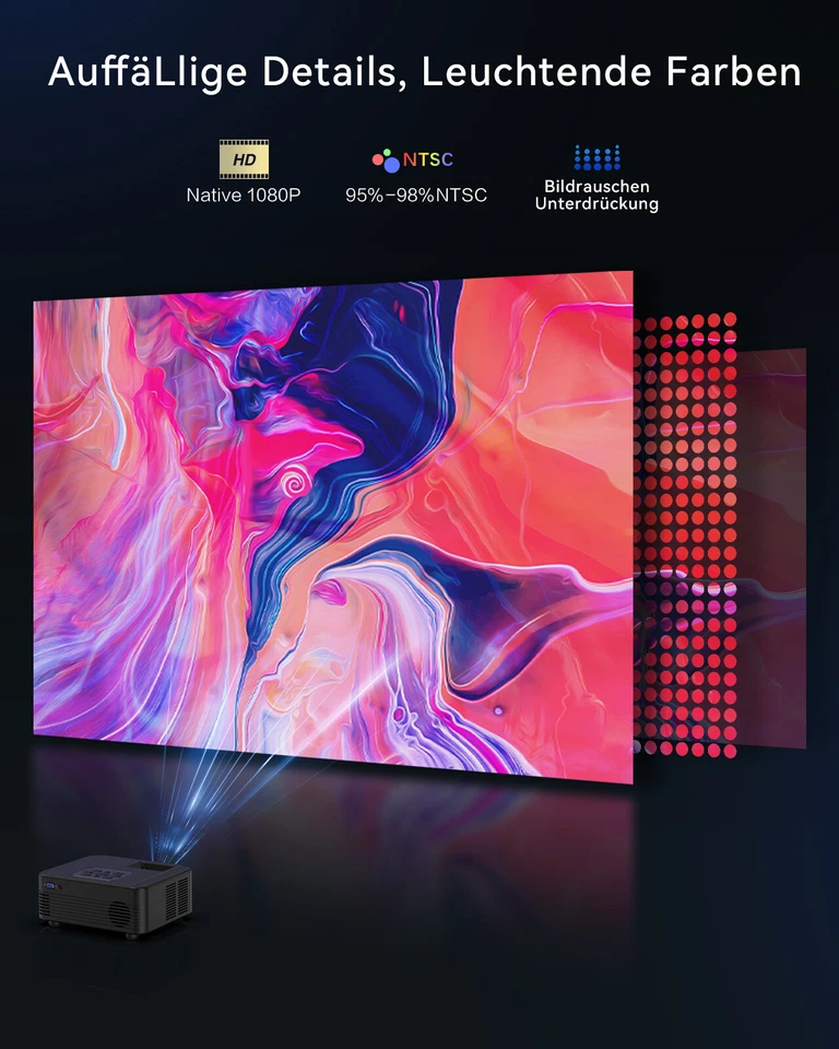 4K Projektor HD 18000LMS 1080P Beamer WiFi LCD Heimkino 230" HDMI USB Bluetooth - Bild 2 von 4