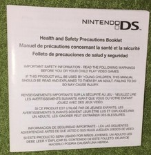 Nintendo DS Health and Safety Precautions Manual Instruction Booklet USA 55878E