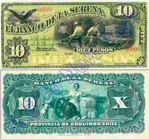 CHILE Facsimile Banknote BANCO DE LA SERENA - American Banknote Co - Picture 1 of 1