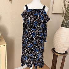 SALONI Silk Floral Ruffled Dress Off the Shoulder Size 8