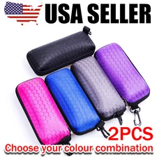 2PCS Portable Eye Glasses Case Box Sunglasses Protector Hard Zipper Belt Clip