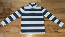 CREWCUTS BOYS GRAY WHITE STRIPED QUARTER ZIP NECK SIZE 12 EXCELLENT COND LD2