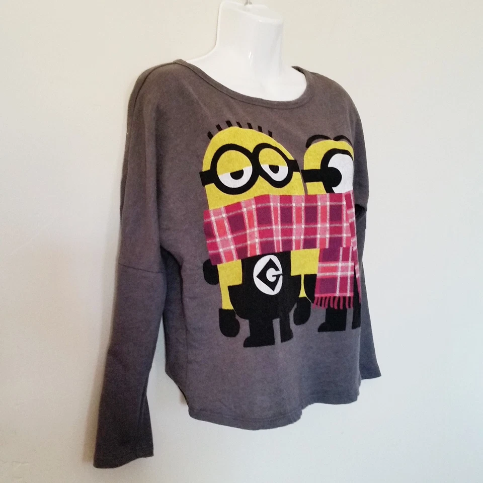 Camiseta recortada manga larga despicable me Minion Made Top talla XS gris bufandas Foto 3 de 4