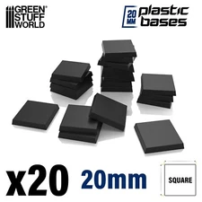 20x Plastic Square Bases 20x20mm - Black Basing compatible with WH TOW AOS DnD