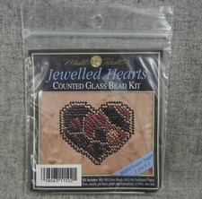 Golden Nugget Glass Bead Kit Mill Hill Jeweled Hearts MHJH2 Pin Back Heart