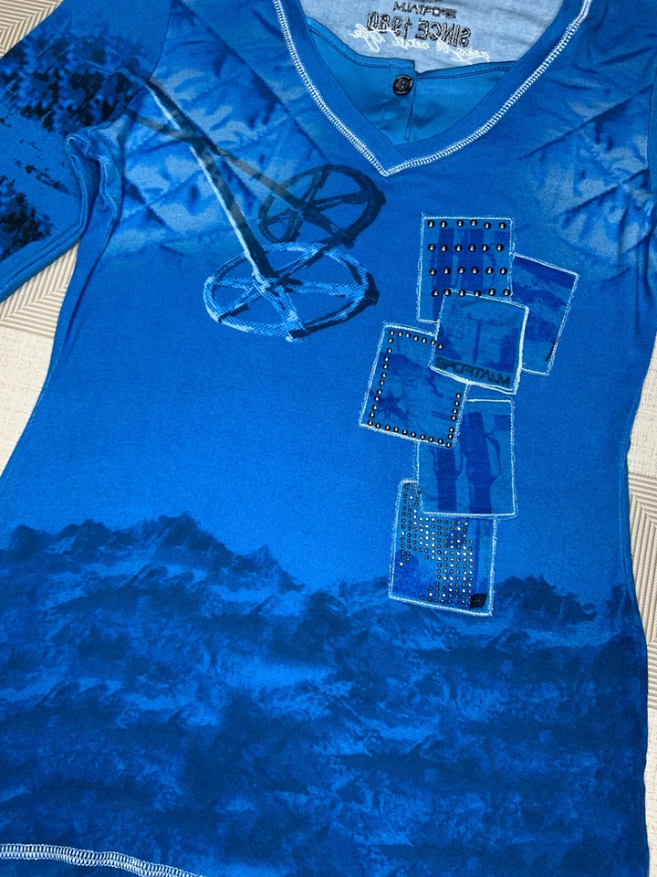 Sportalm Damen Blau Bedruckt Actiwear Oberteil Sweatshirt Langarm Gr.38 - Bild 3 von 4