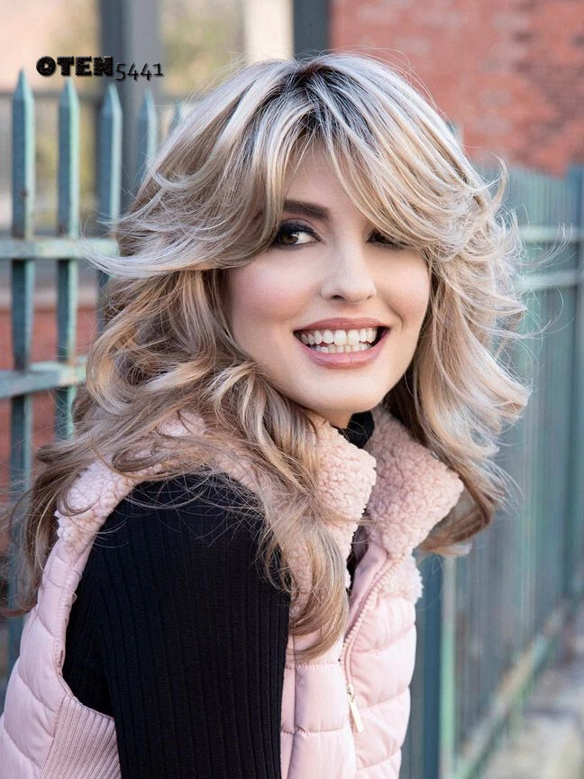 长波浪柔软分层香槟合成假发女式天然派对假发 — 第 2/4 张图片