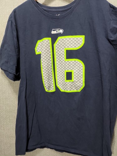 The Nike Tee Seattle Seahawks Lockett taglio atletico 2XL NFL blu navy camicia da uomo B81 - Foto 4 di 9