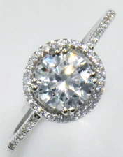 1 ct. Halo Ring Micro Set Band Top Russian Quality Extra Brilliant  CZ SS Size 9
