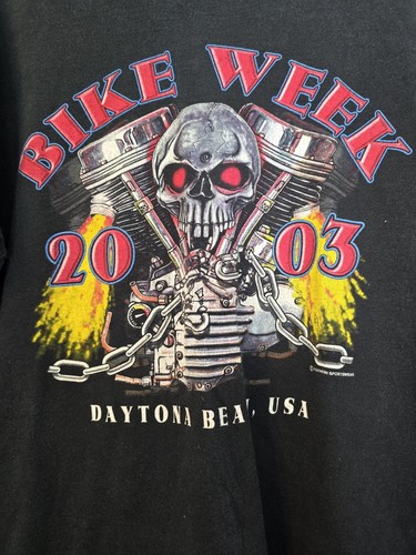 Vintage Anvil 2003 Bike Week Ride Free Daytona Beach Black T- Shirt Size L - Picture 2 of 7