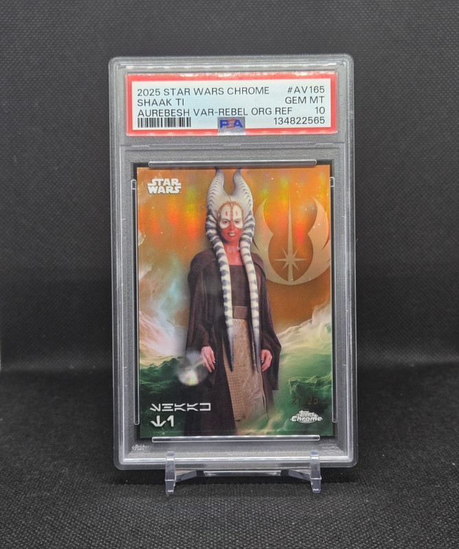 2025 Topps Chrome Star Wars Shaak Ti Aurebesh Rebel Variation Orange /25 PSA 10
