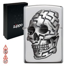 Zippo Benzinfeuerzeug 3D Skull Geschenkbox Feuerzeuge Totenkopf Motiv poliert