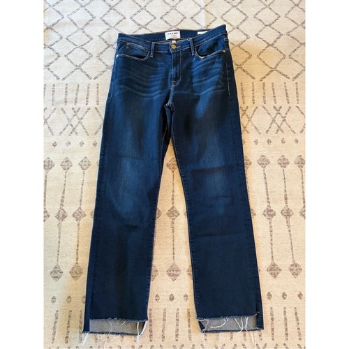 FRAME Le High Straight Cabana Raw Staggered Hem Jeans 29