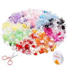 St.Kunkka 400 Pcs Assorted Acrylic Beads with Flowers Small, Multicolor