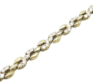Authentic 925 Sterling Silver Petite White Topaz Gold Plated Chain Bracelet BT6211