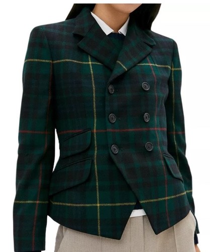 122 $598 NWT Polo Ralph Lauren Plaid Double Breasted Tweed Blazer Jacket 8 - Picture 2 of 10
