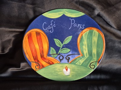 Vintage 1994 Sango ''Café Paris'' ovaler Salatteller, Muster #4914. Sehr guter Zustand.