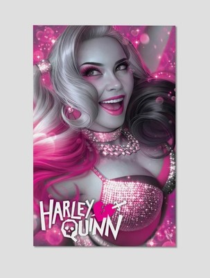 DC Comics Poster Harley Quinn Black Pink Print 11'' x 17''  DC Premium Giclee Art