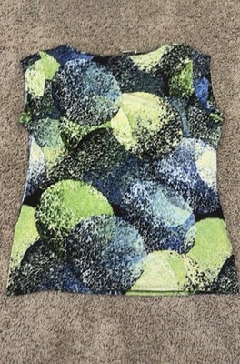 Premise Women s Tank Top Sleeveless Scoop Neck Abstract Blue Green Size L