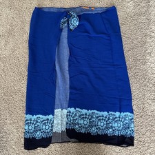 Vintage Sun Covers Beach Sarong Side Tie Skirt TieDye Blue Midi Length One Size