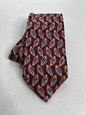 J. Z. Richards Red and Blue Abstract Pattern Designer 100% Silk Handmade Tie