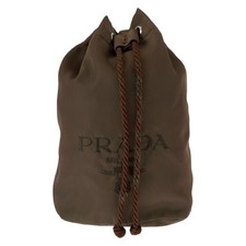 Prada Nylon Tessuto Logo Pouch Women Brown One Size
