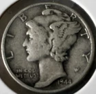 1944 P MERCURY 10c DIME 90% Silver American Coin #17