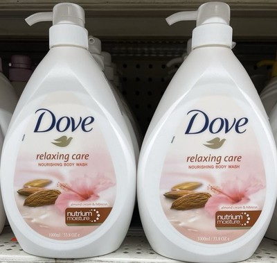 2 Pcs Dove Relaxing Care Nourishing Body Wash Almond Cream & Hibiscus 1L Each