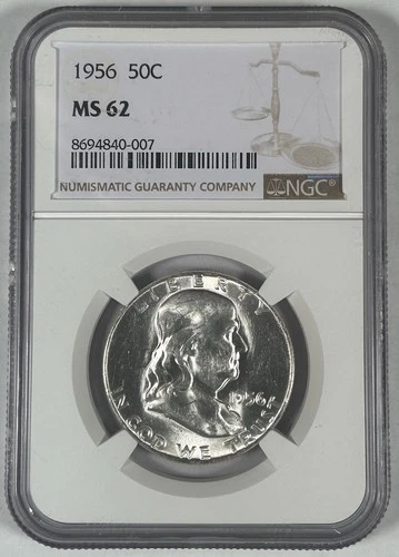 1956 Franklin Half Dollar Coin NGC MS 62