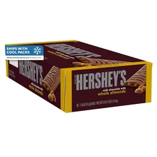 HERSHEY'S Milk Chocolate with Whole Almonds Candy Bars, 1.45 oz (36 Count) 