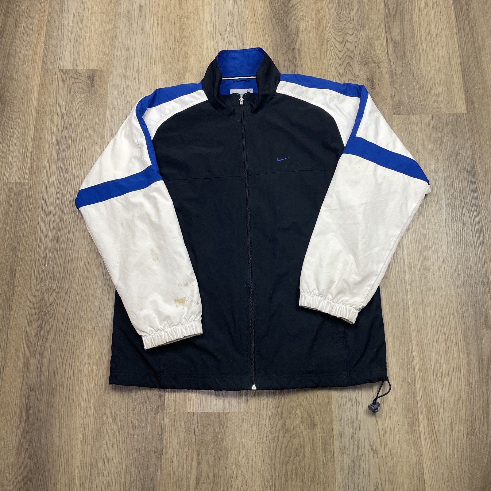 SACAI X NIKE Giacca a vento vintage Nike uomo grande nero blu bianco swoosh full zip anni 90