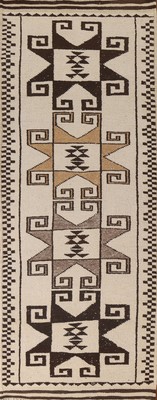 Hand-Knotted Beige Wool Natural Dye Plush Anatolian Turkish Runner Rug 4x11 Ft