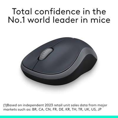 Logitech M185 Wireless Mouse, 2.4GHz with USB Mini Receiver, 910-002225