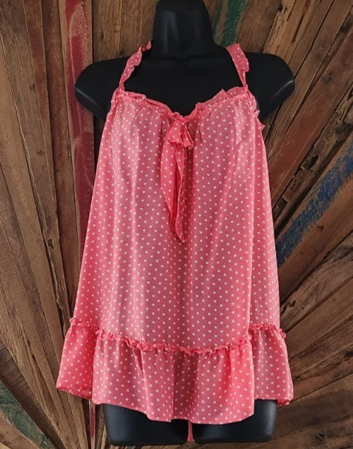 NUEVO CON ETIQUETAS Victoria Secret Babydoll Lazos Polkadot Viscosa/Seda Blusa/Camisa Talla M Foto 2 de 4
