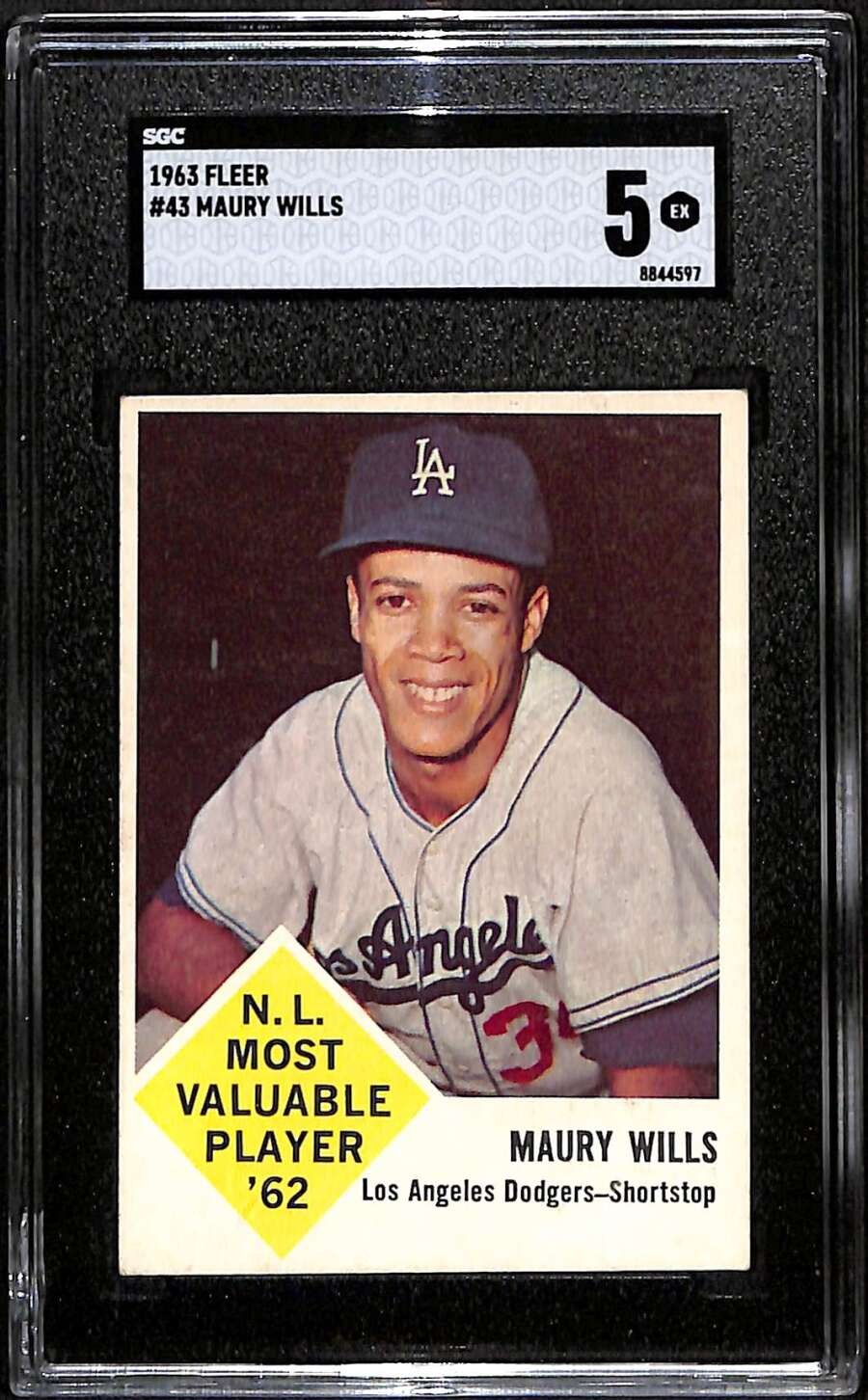 1963 Fleer #43 Maury Wills RC SGC 5 EX C101967