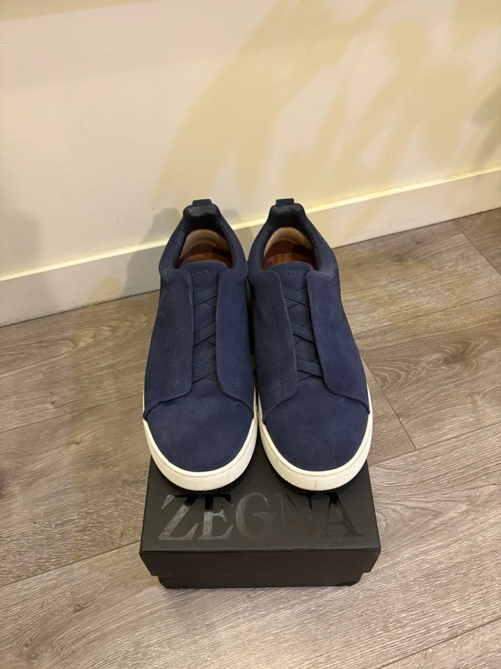Zegna Zapatos Hombre Triple Puntada Gamuza Tenis Foto 2 de 4