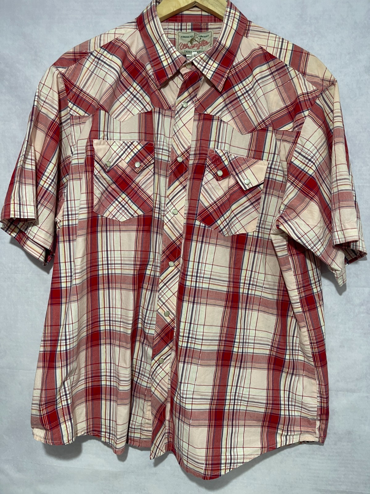 Wrangler Shirt Men's Button Short Sleeve Cotton Mix Size XL #290
