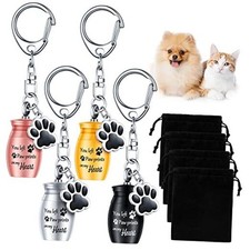 4 Pcs Pet Ashes Keepsake Keychain for Dog Urns Keychain with 4 Black Velvet