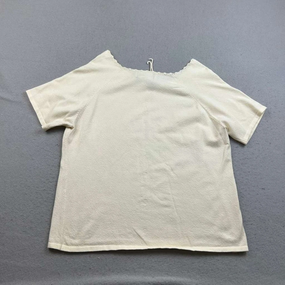 Sag Harbor Sweater Womens XL Ivory Acrylic Short Sleeves Lightweight Top Foto 3 de 4