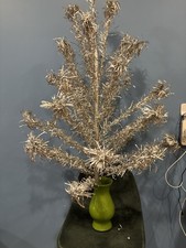 Vintage Midcentury Silver Tinsel Christmas Tree 36 Tall