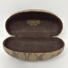 Coach Eyeglass Case Classic Logo Monogram Hard Clamshell Sunglass Case Tan Brown