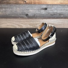 Correa de tobillo alpargata plana a.n.a Clara negra y beige imitación cuero talla 8,5 usada en excelente estado