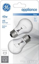 GE Incandescent 40 Watt Soft White A15 2 Count Pack of 1 ,