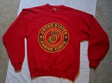 Vintage USMC Marine Corps Sweatshirt Mens Medium Red Military Soffe Sweats 90s
