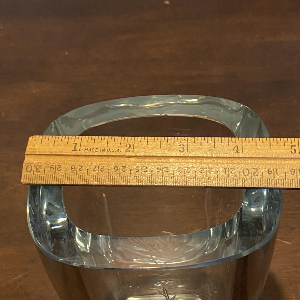 Swedish Strombergshyttan Glass Vase w/ Engraved Bird & Branch