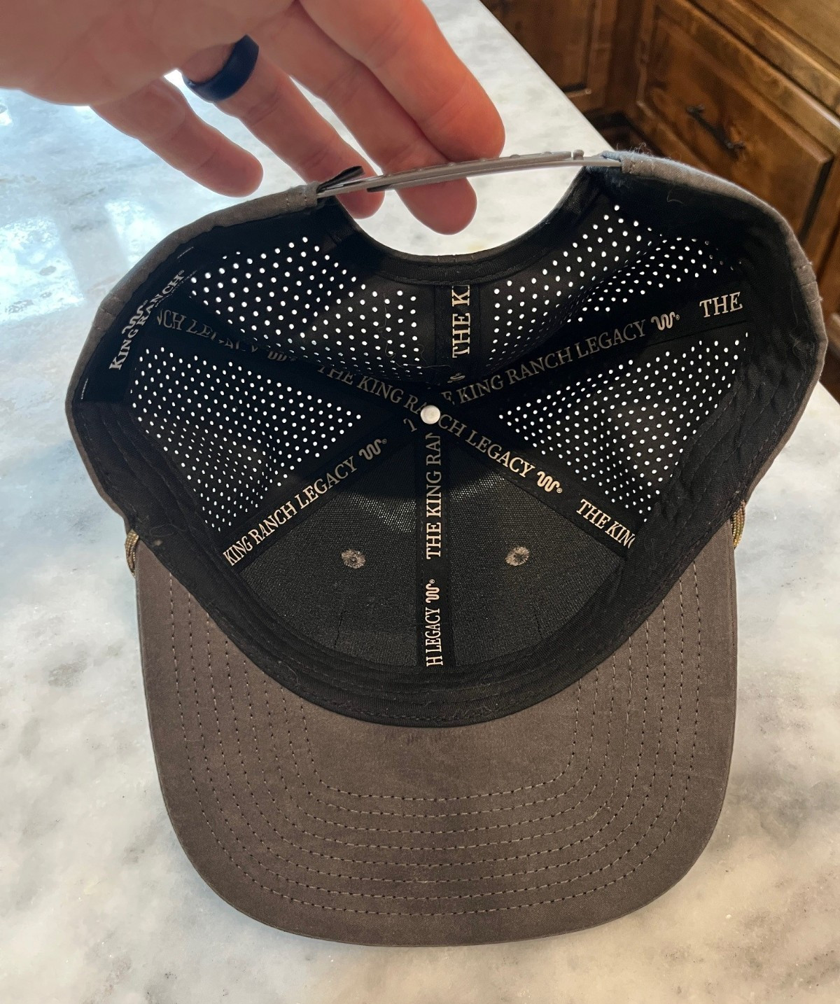 King Ranch Gray Leather Hat Rubber Patch - image 3