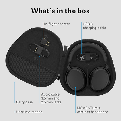 Sennheiser Momentum 4 Over The Ear Wireless Headphones - Black for