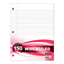 Bazic Products 568 Filler Paper, Side: 3-hole Punched, Wide/legal Rule, 150/pack